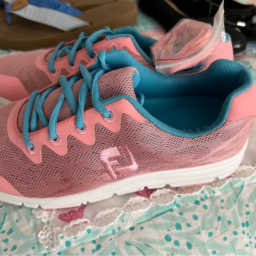 New Footjoy Enjoy Zapatillas Women's Pink and Blue Golf Athletic Shoes 7